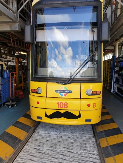 Yellow tram with moustache